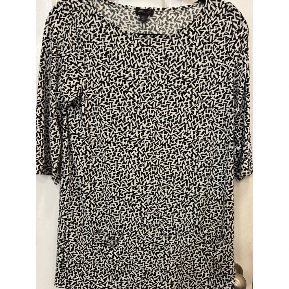 J. Jill Black White Mini Dress Pockets Casual Stretch Shift Small